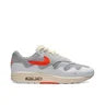 Nike Air Max 1 Grey Sneakers with Orange Swoosh