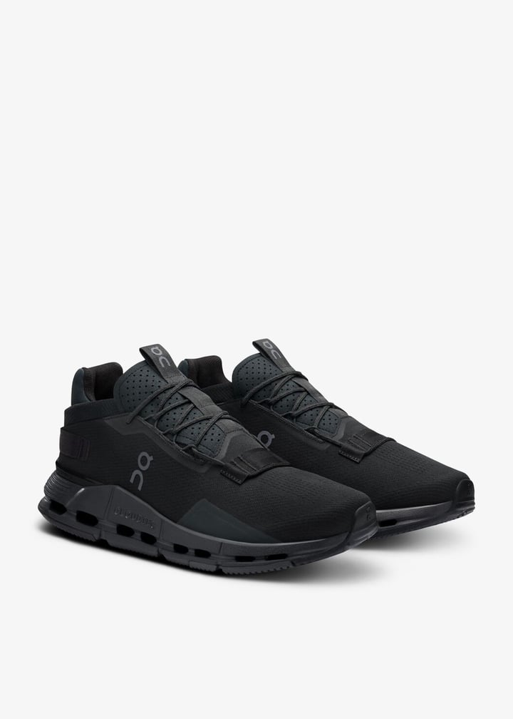 On All-Black Low-Top Sneakers with Cutout Sole