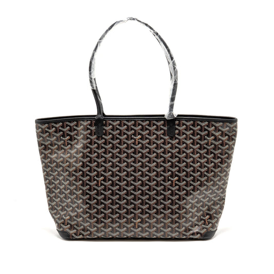 Goyard Artois MM Handbag – Black Goyardine Canvas & Calfskin, Silver Hardware