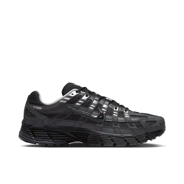 Nike P-6000 Black Mesh Sneakers with Silver Accents
