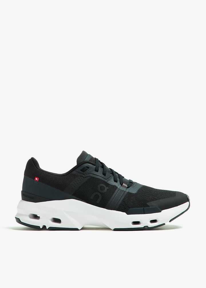 On Black Mesh Sneakers with White Cutout Sole