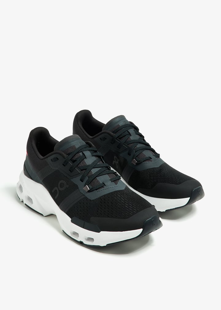 On Black Mesh Sneakers with White Cutout Sole