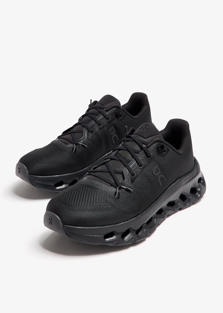 On All-Black Sneakers with Sculpted Cutout Sole