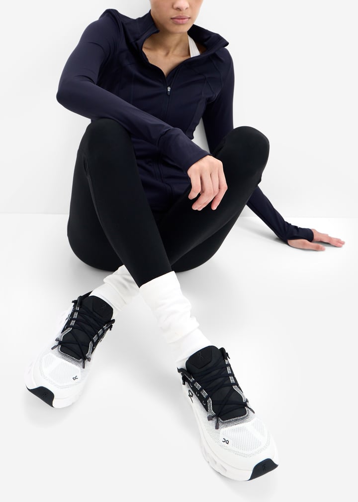 On White & Black Lace-Up Sneakers with Sculpted Cutout Sole
