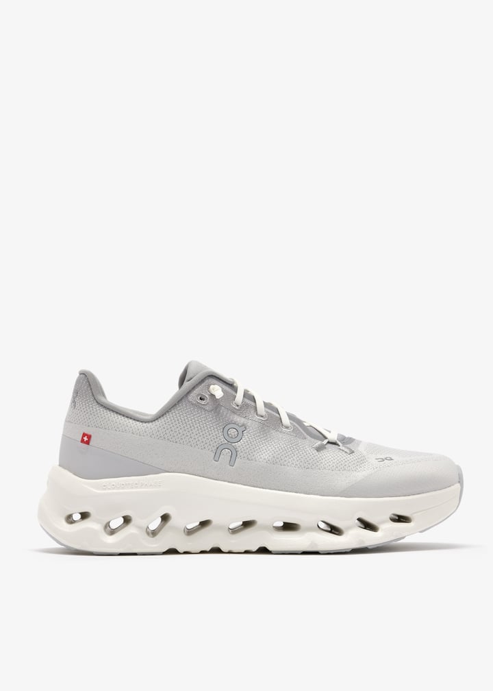 On Light Grey & Ivory Sneakers with Sculpted Cutout Sole