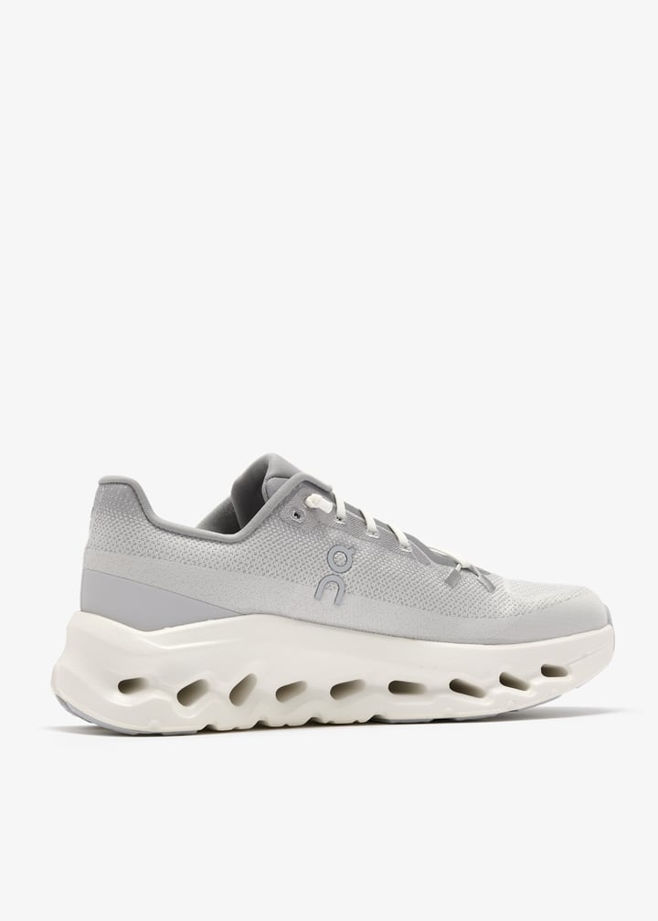 On Light Grey & Ivory Sneakers with Sculpted Cutout Sole