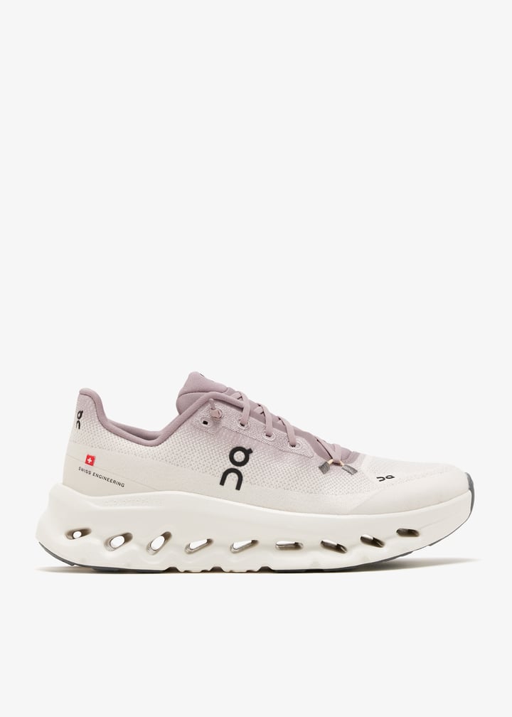 On Ivory & Mauve Sneakers with Sculpted Cutout Sole
