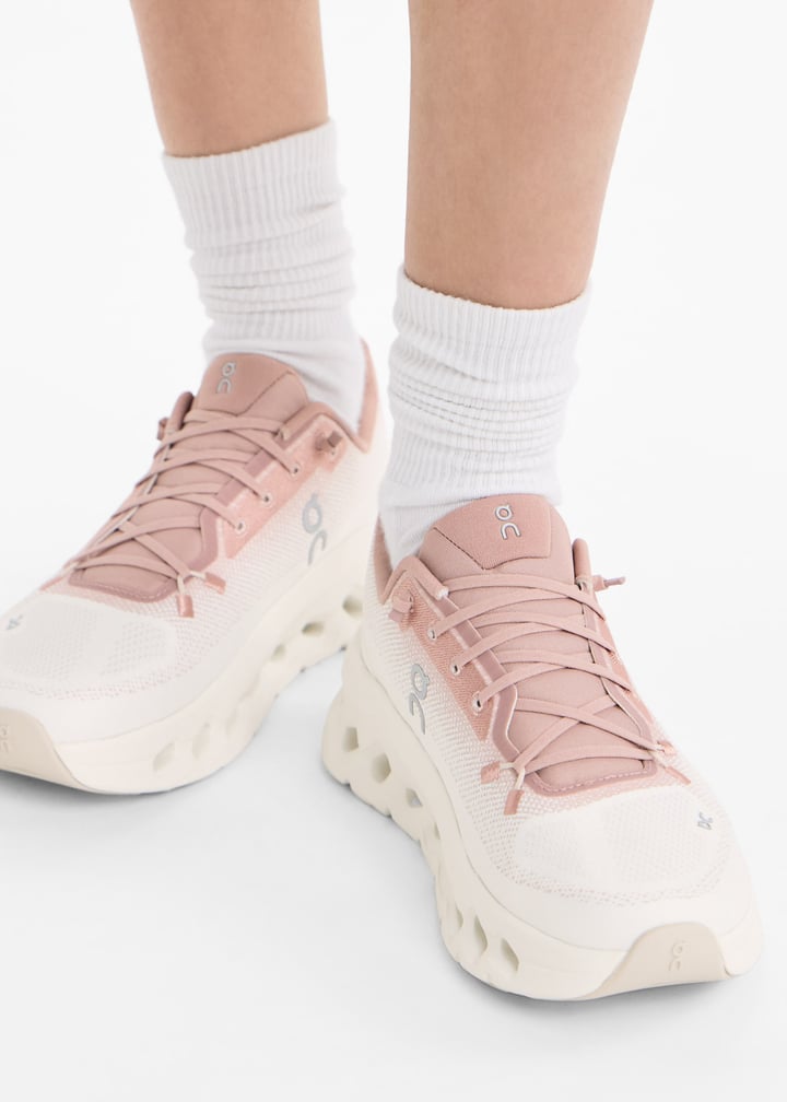On Ivory & Blush Pink Sneakers with Sculpted Cutout Sole