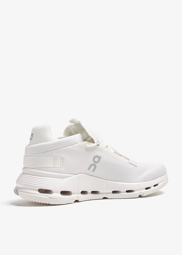 On All-White Low-Top Sneakers with Cutout Sole