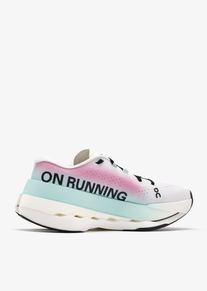On White, Pink and Mint Gradient Sneakers with Cutout Sole