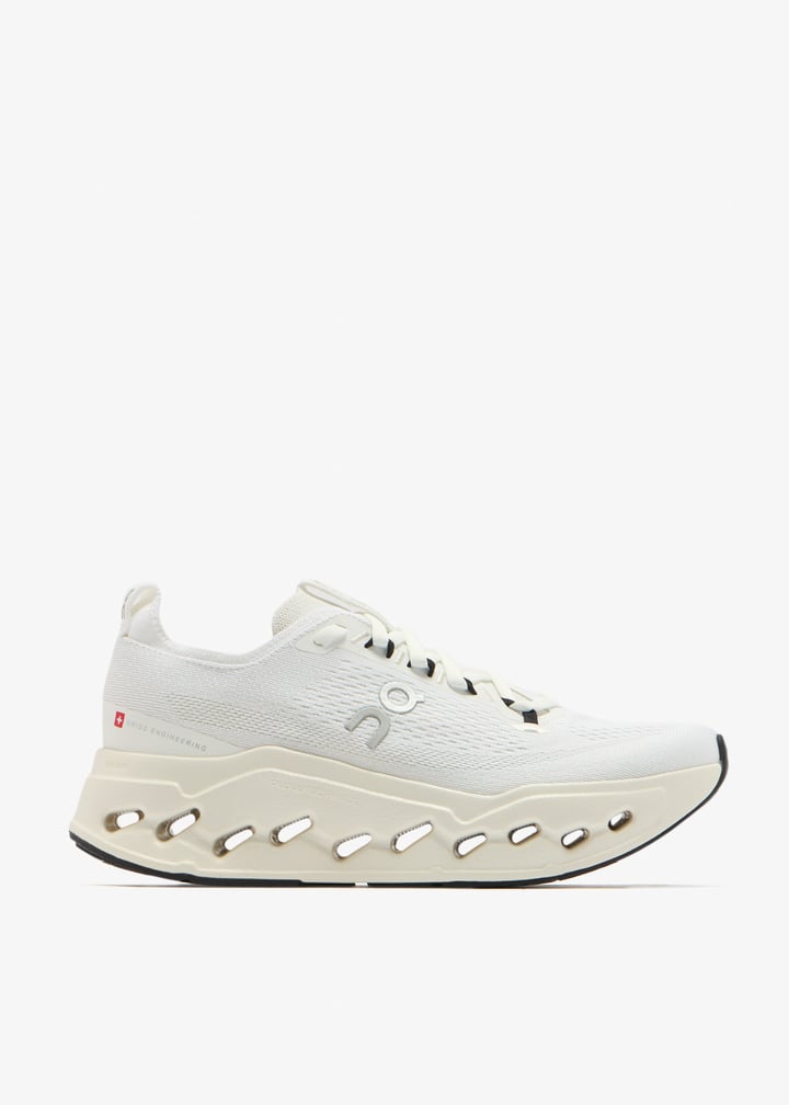 On White Mesh Sneakers with Cream Cutout Sole