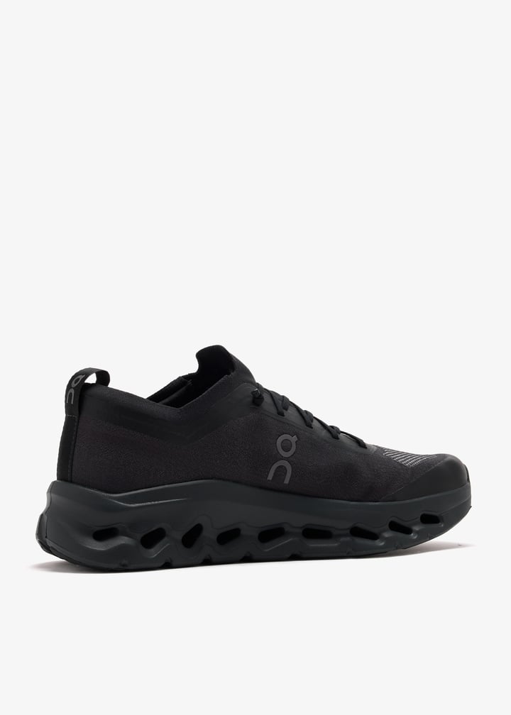 On Black Mesh-Panel Sneakers with Sculpted Cutout Sole