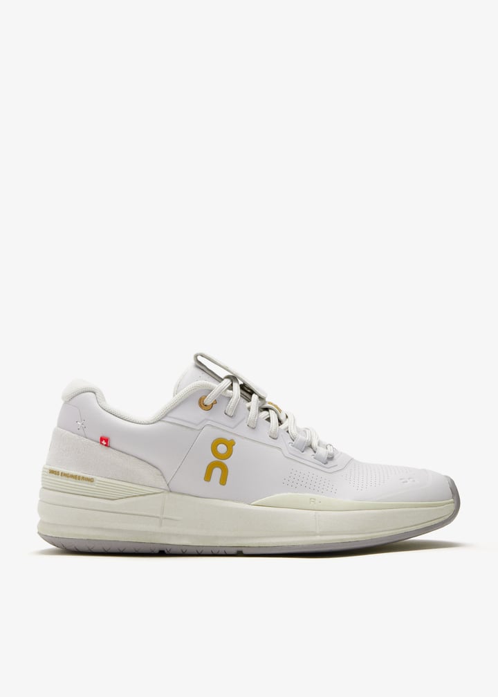On White & Gold Low-Top Lace-Up Sneakers