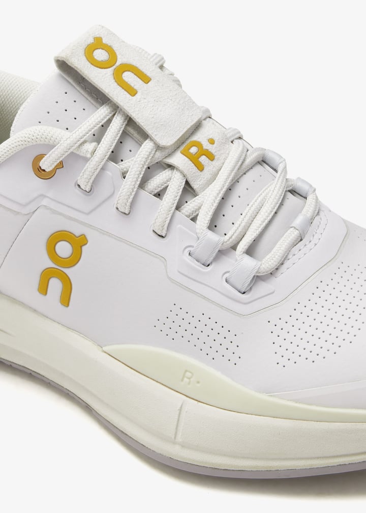 On White & Gold Low-Top Lace-Up Sneakers