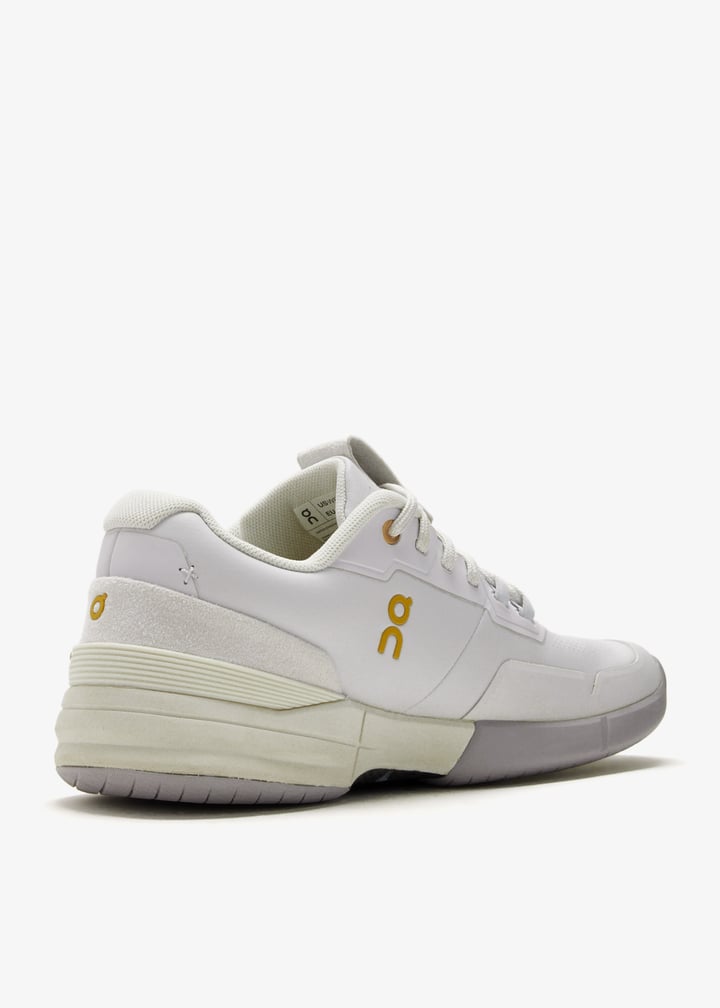 On White & Gold Low-Top Lace-Up Sneakers