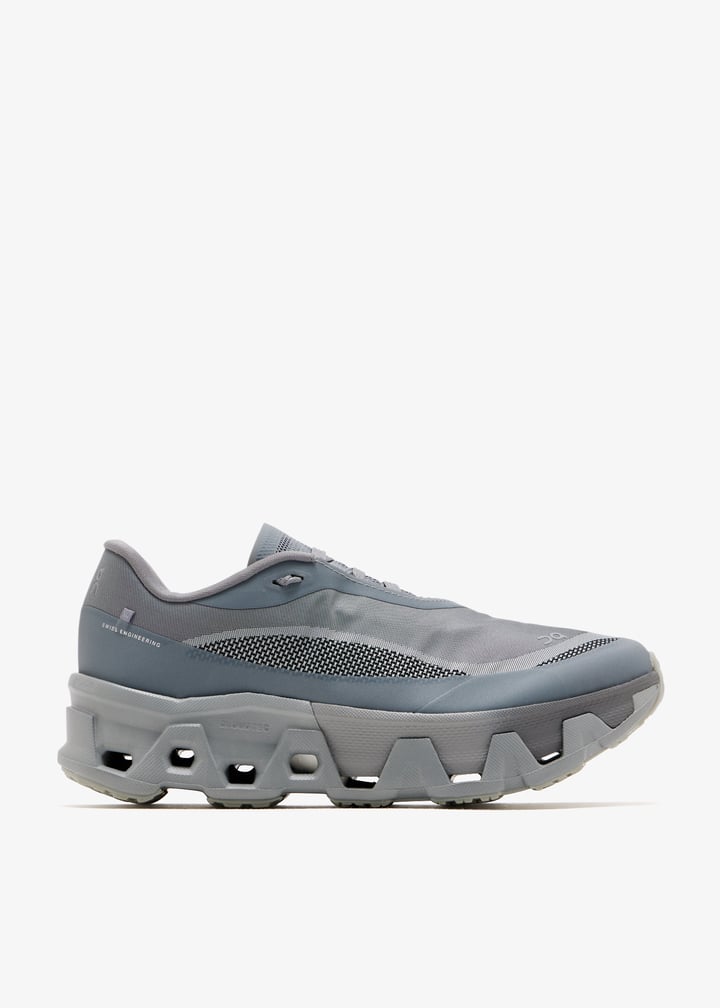 On Grey Mesh-Panel Sneakers with Chunky Cutout Sole