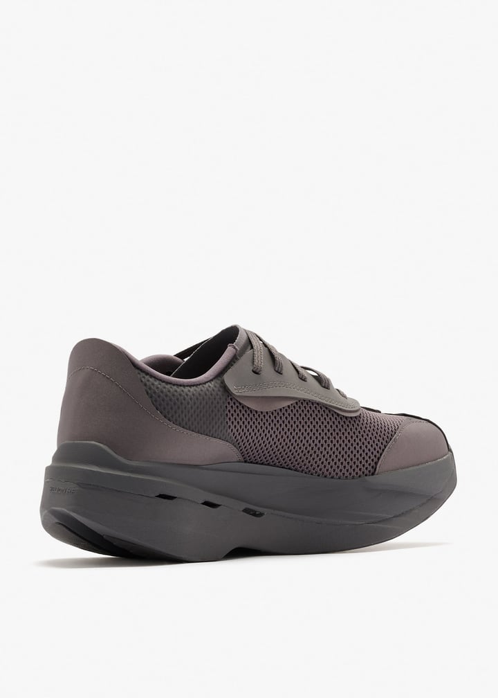 On Taupe & Charcoal Lace-Up Sneakers with Chunky Sole