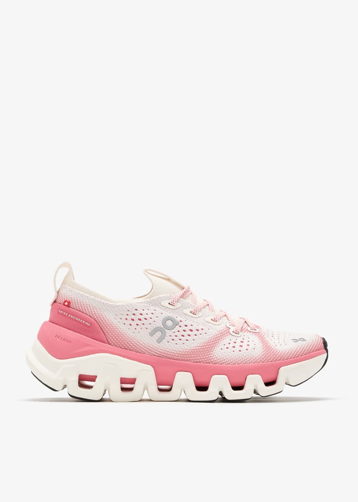 On Ivory and Pink Mesh Sneakers with Segmented Sole