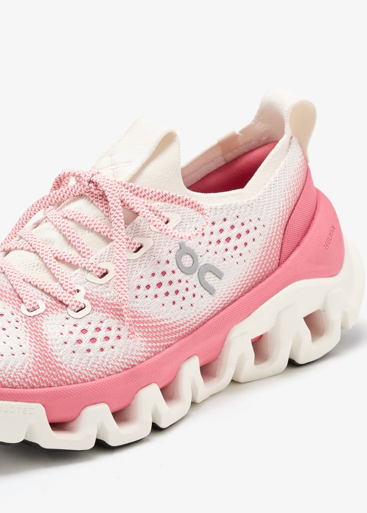 On Ivory and Pink Mesh Sneakers with Segmented Sole