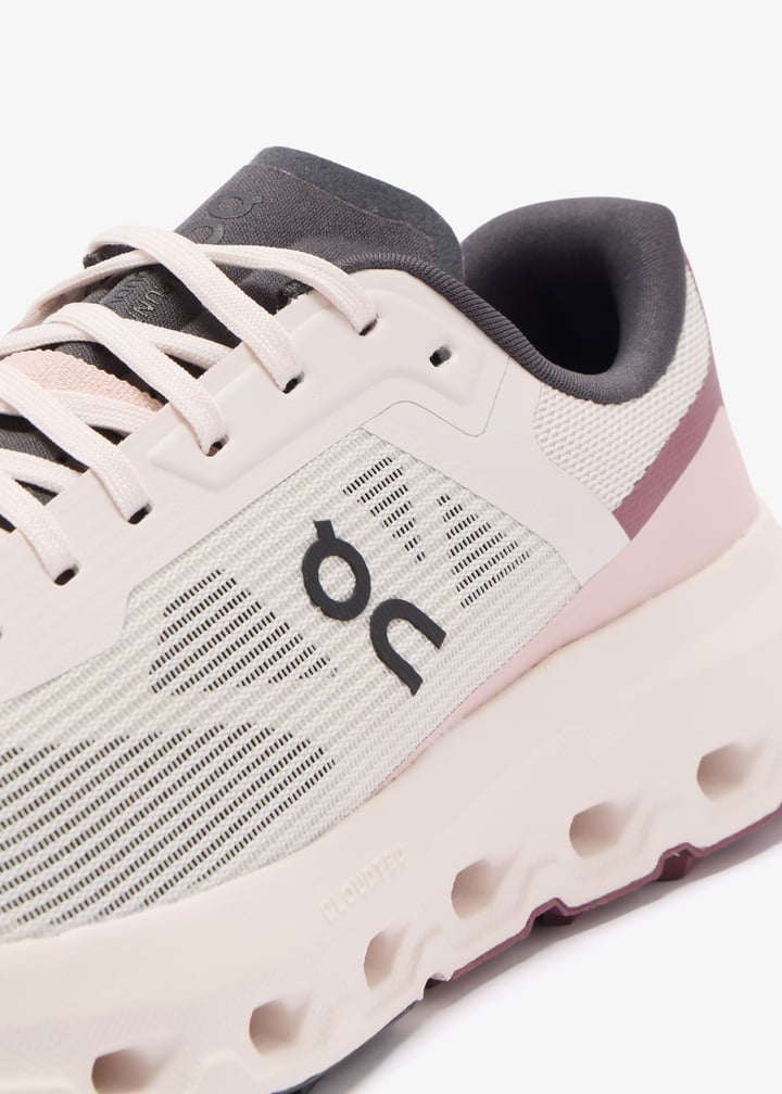 On White & Burgundy Mesh-Panel Lace-Up Sneakers