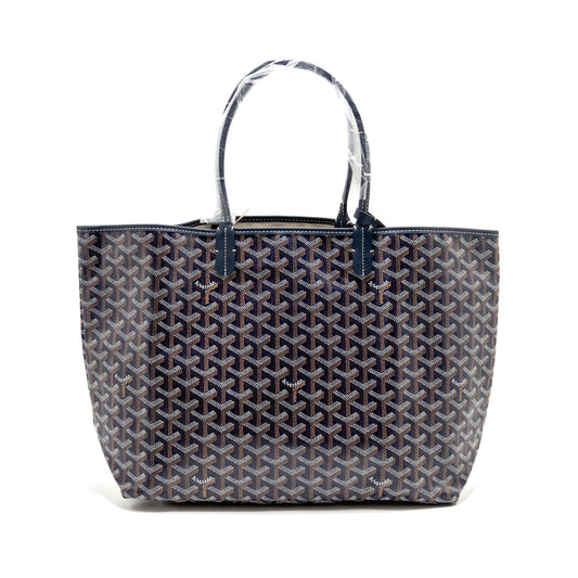 Goyard Saint Louis PM Tote Bag – Navy Blue Goyardine Canvas & Calfskin, Silver Hardware