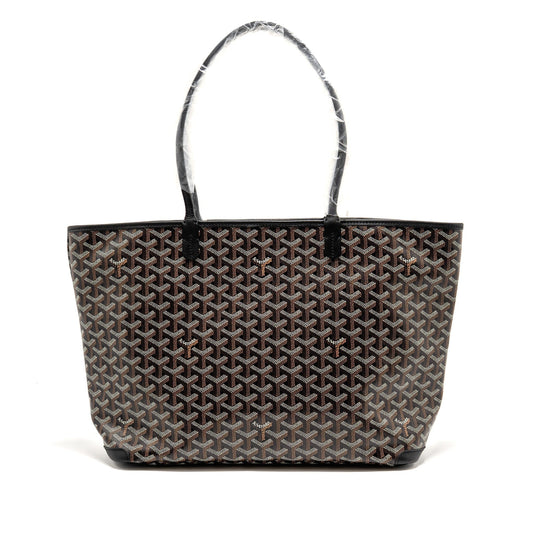 Goyard Artois MM Handbag – Black Goyardine Canvas & Calfskin, Silver Hardware