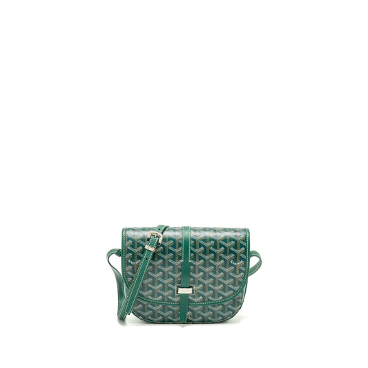 Goyard Belvedere PM Messenger Bag – Green Goyardine Canvas, Silver Hardware