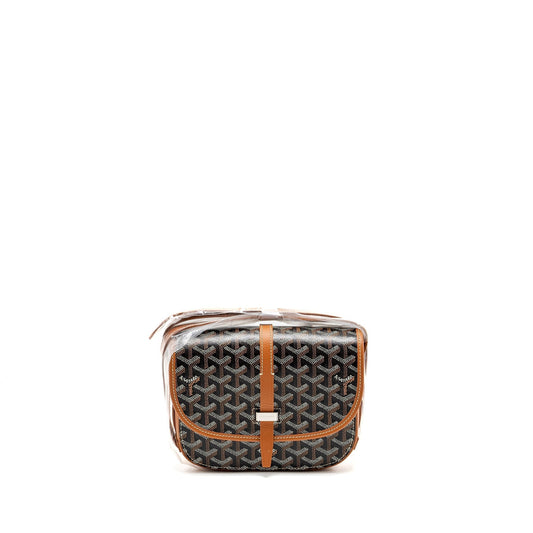 Goyard Belvedere PM Messenger Bag – Black & Tan Goyardine Canvas & Calfskin, Silver Hardware