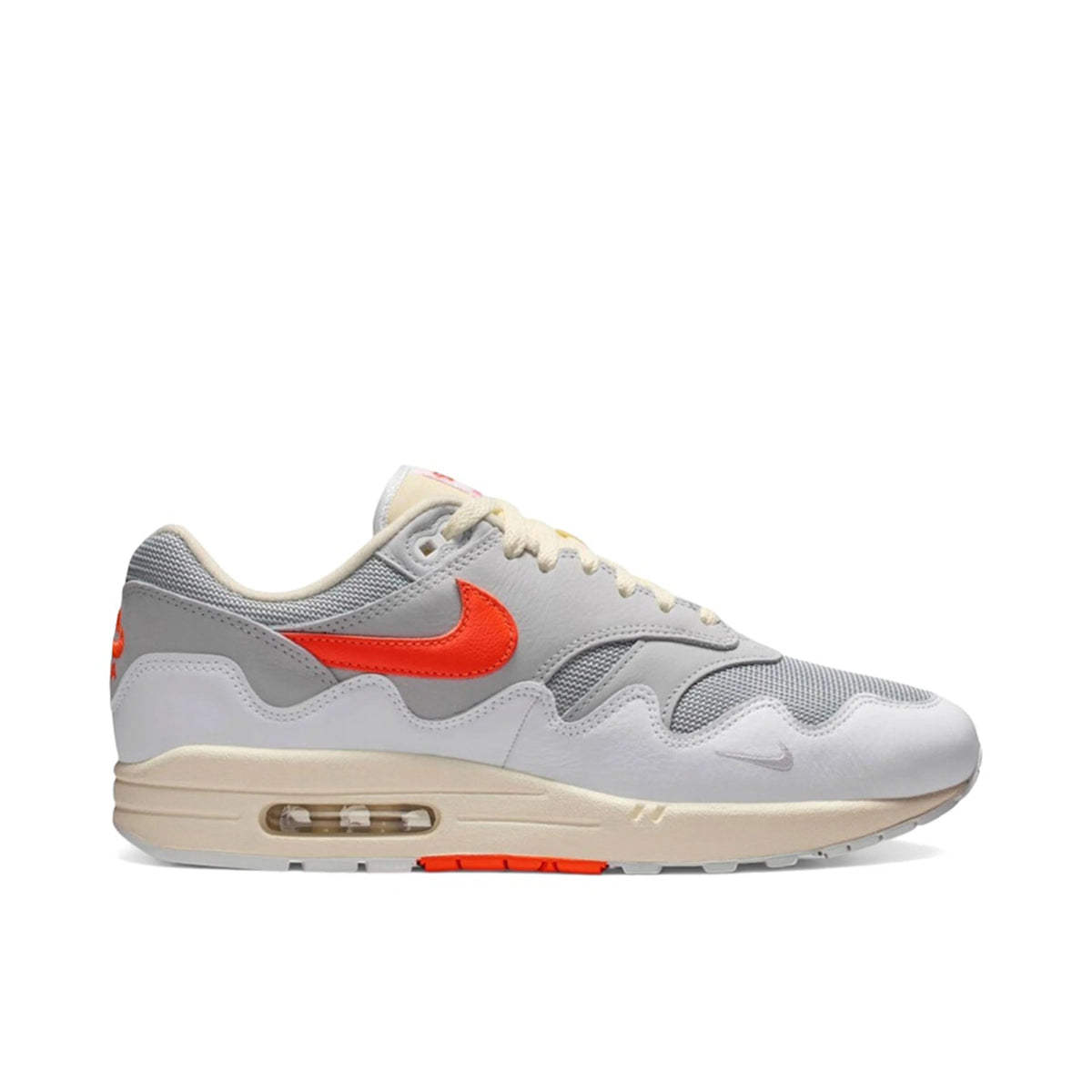Nike Air Max 1 Grey Sneakers with Orange Swoosh