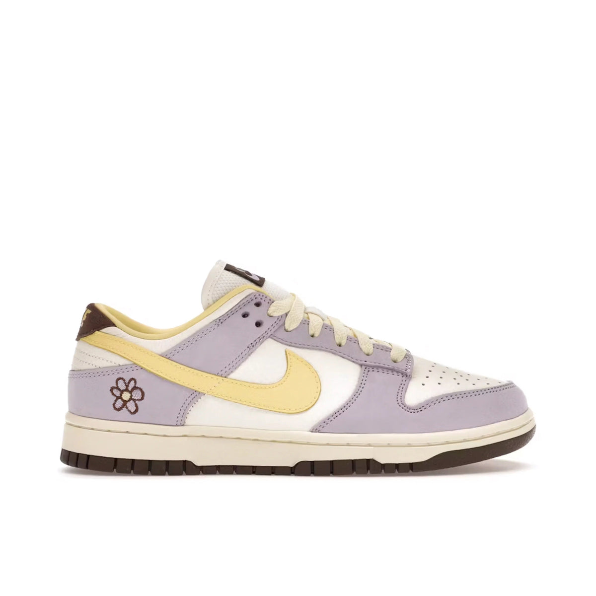 Nike Dunk Low Lavender & Cream Sneakers with Yellow Swoosh