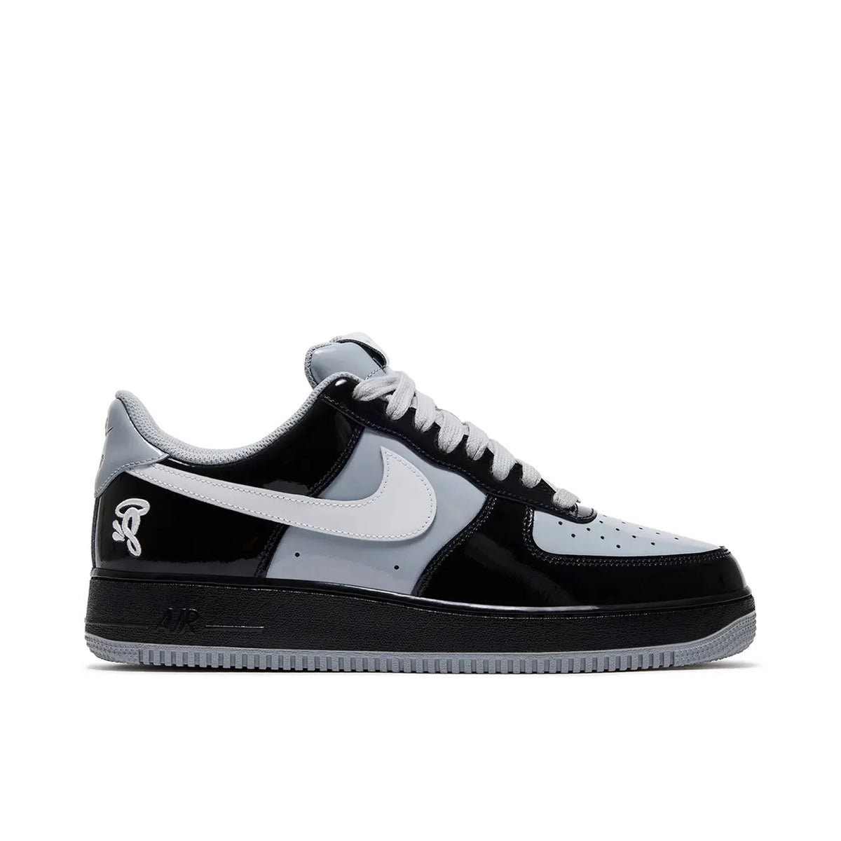 Nike Air Force 1 Low Black & Grey Sneakers with White Swoosh