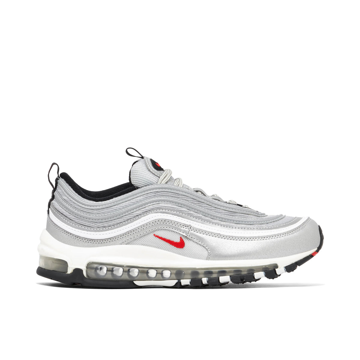 Nike Air Max 97 Silver Sneakers with Red Swoosh