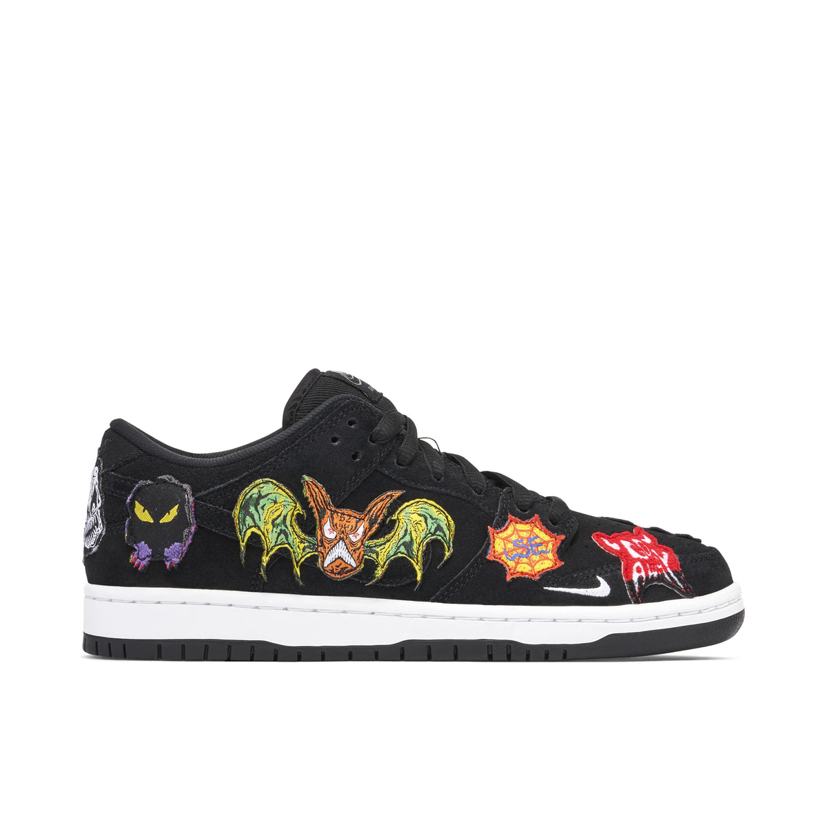 Nike SB Dunk Low Black Sneakers with Multicolor Graphic Patches