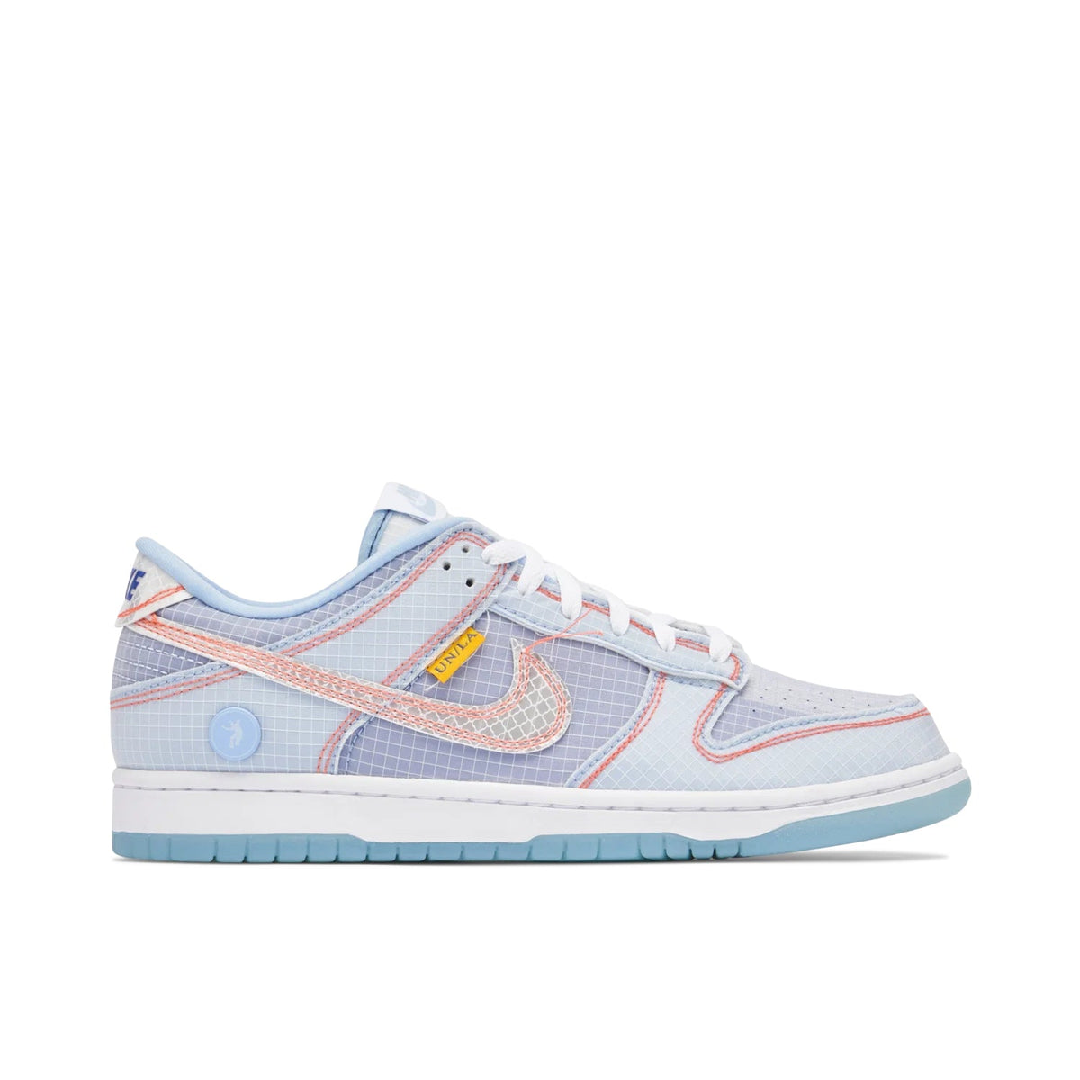 Union x Nike Dunk Low Light Blue Sneakers with Contrast Stitching