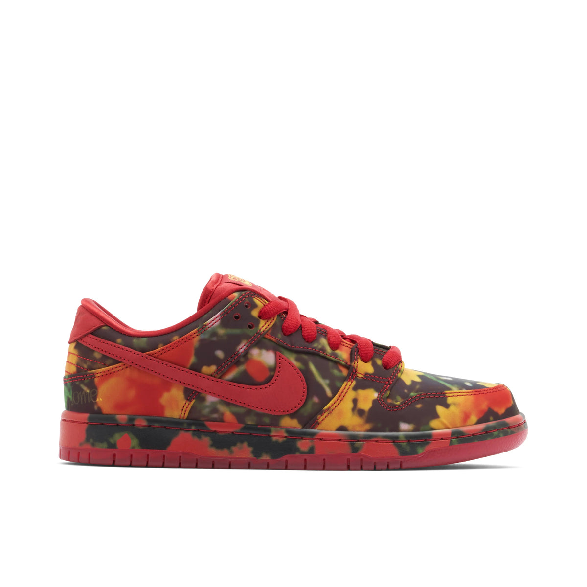 Nike Dunk Low Multicolor Camo Sneakers with Red Swoosh