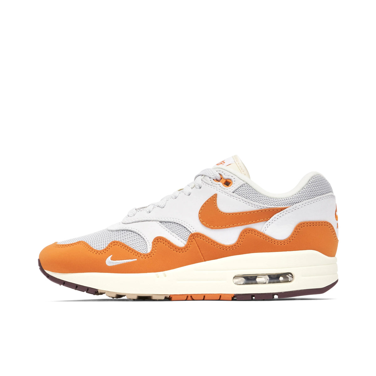 Nike Air Max 1 White & Orange Sneakers with Wavy Mudguard