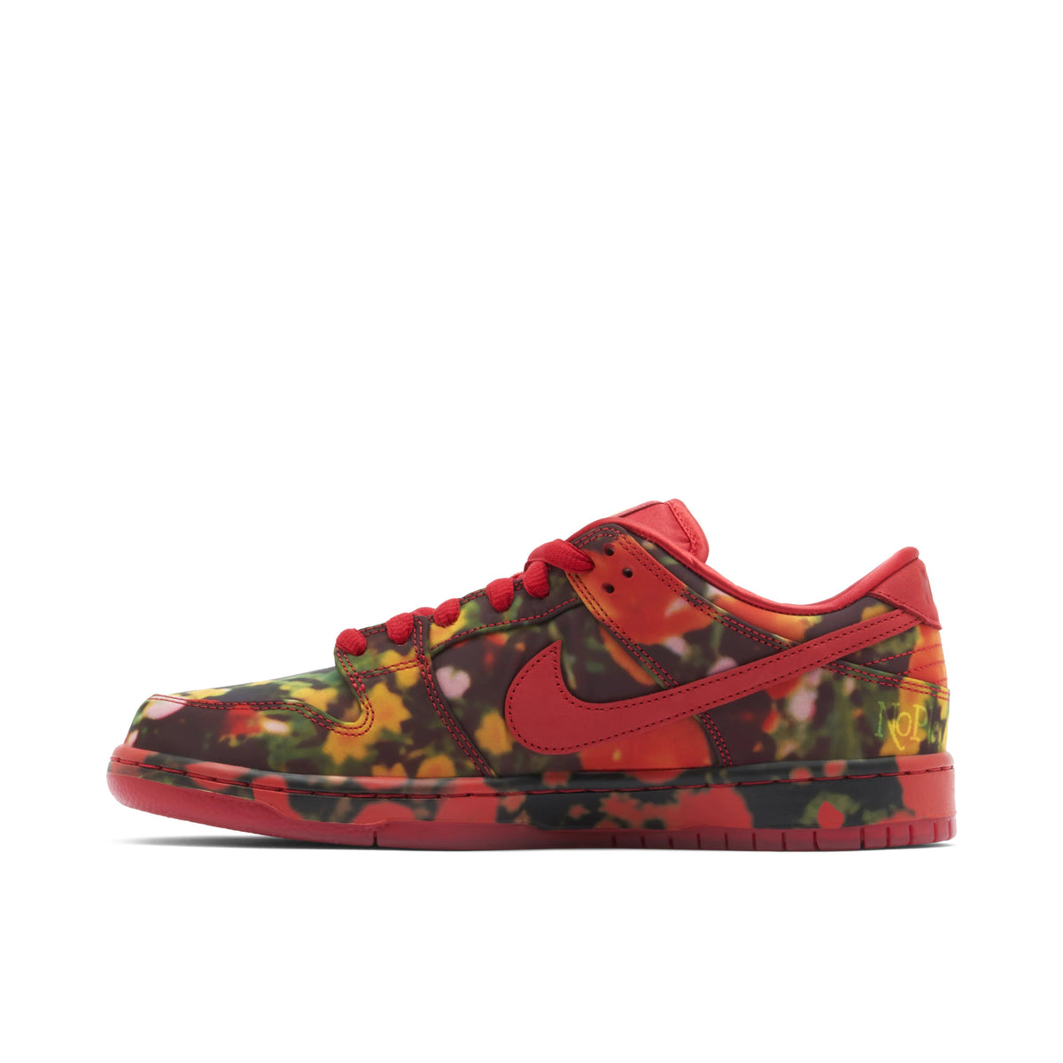 Nike Dunk Low Multicolor Camo Sneakers with Red Swoosh