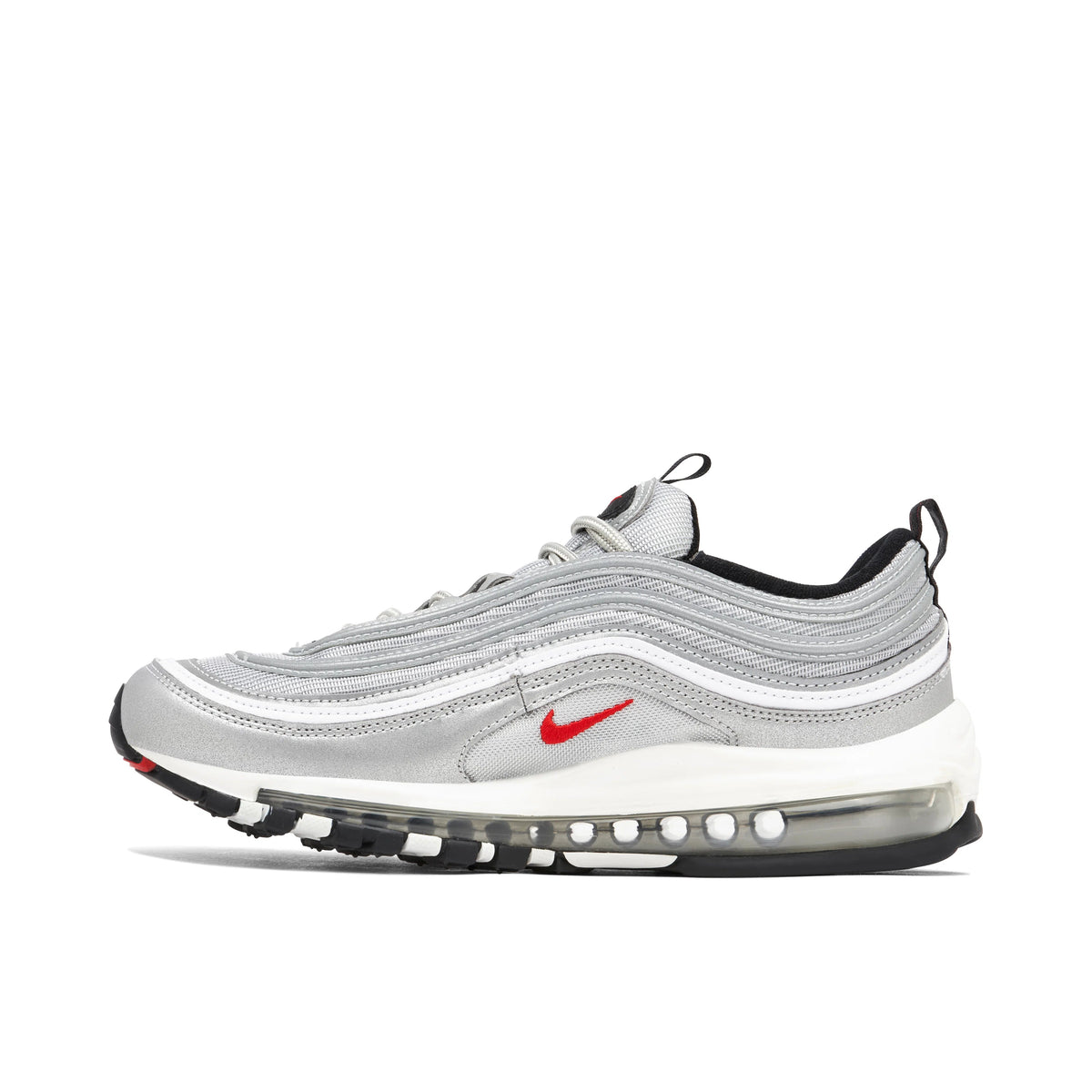 Nike Air Max 97 Silver Sneakers with Red Swoosh