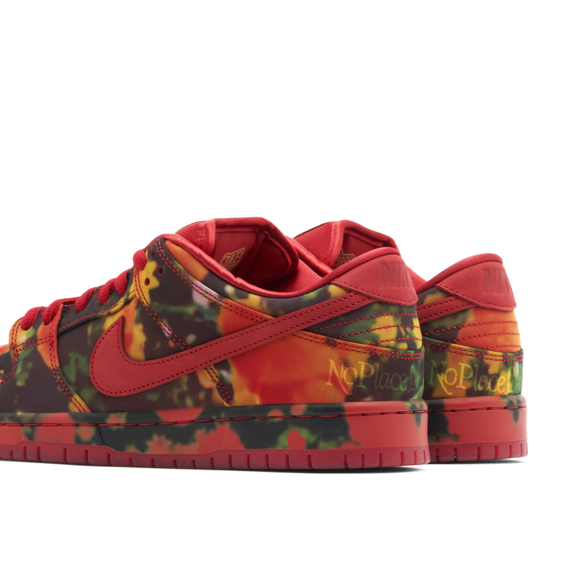 Nike Dunk Low Multicolor Camo Sneakers with Red Swoosh