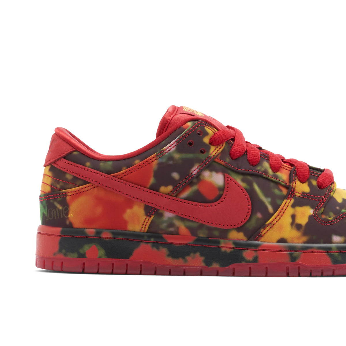 Nike Dunk Low Multicolor Camo Sneakers with Red Swoosh