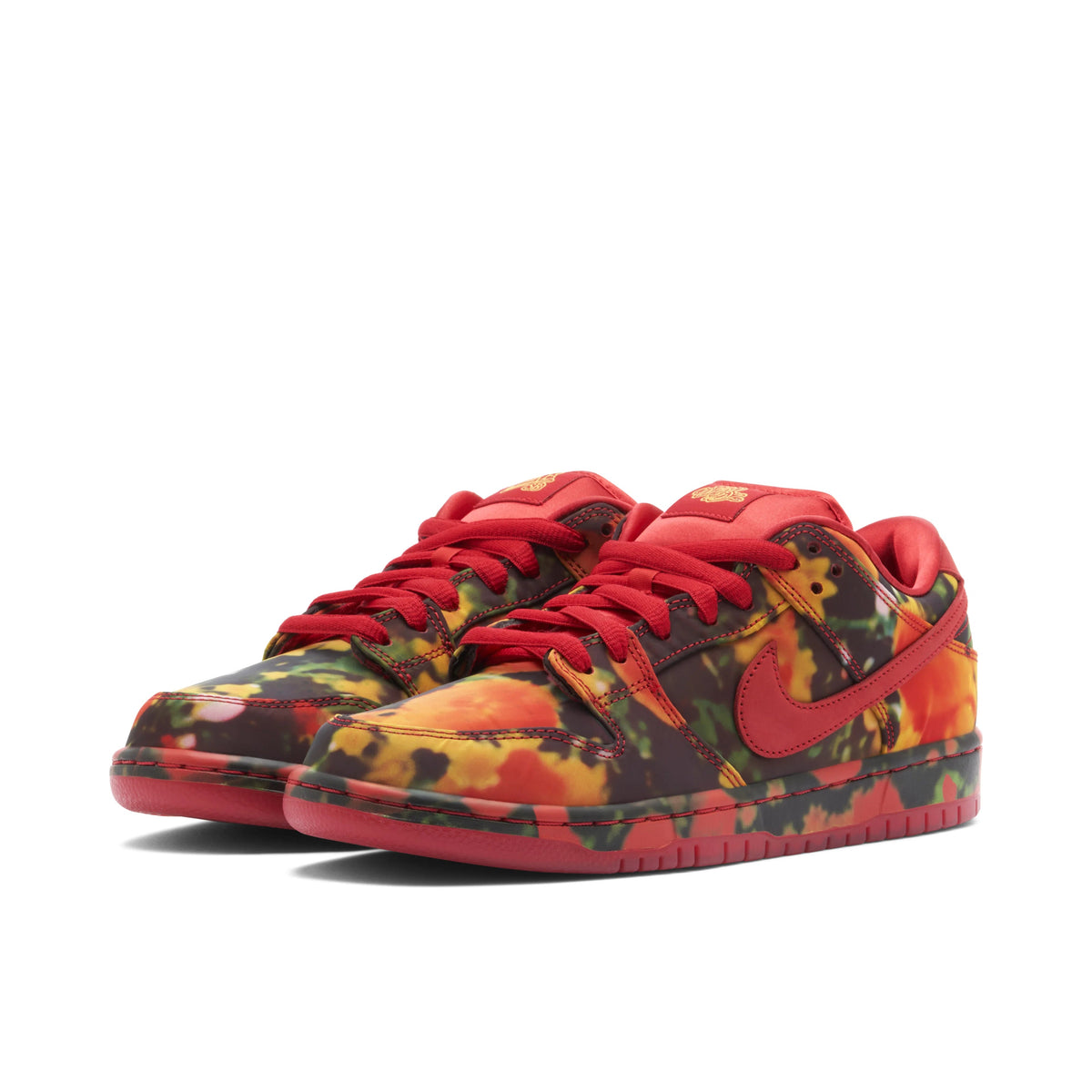 Nike Dunk Low Multicolor Camo Sneakers with Red Swoosh