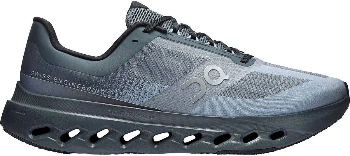 On Slate Grey Mesh Sneakers with Dark Cutout Sole
