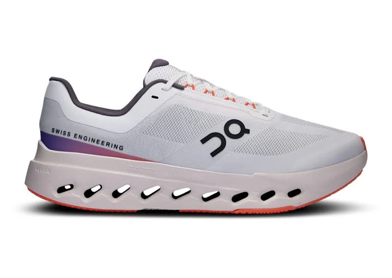 On Light Grey Mesh Sneakers with Purple & Coral Accents