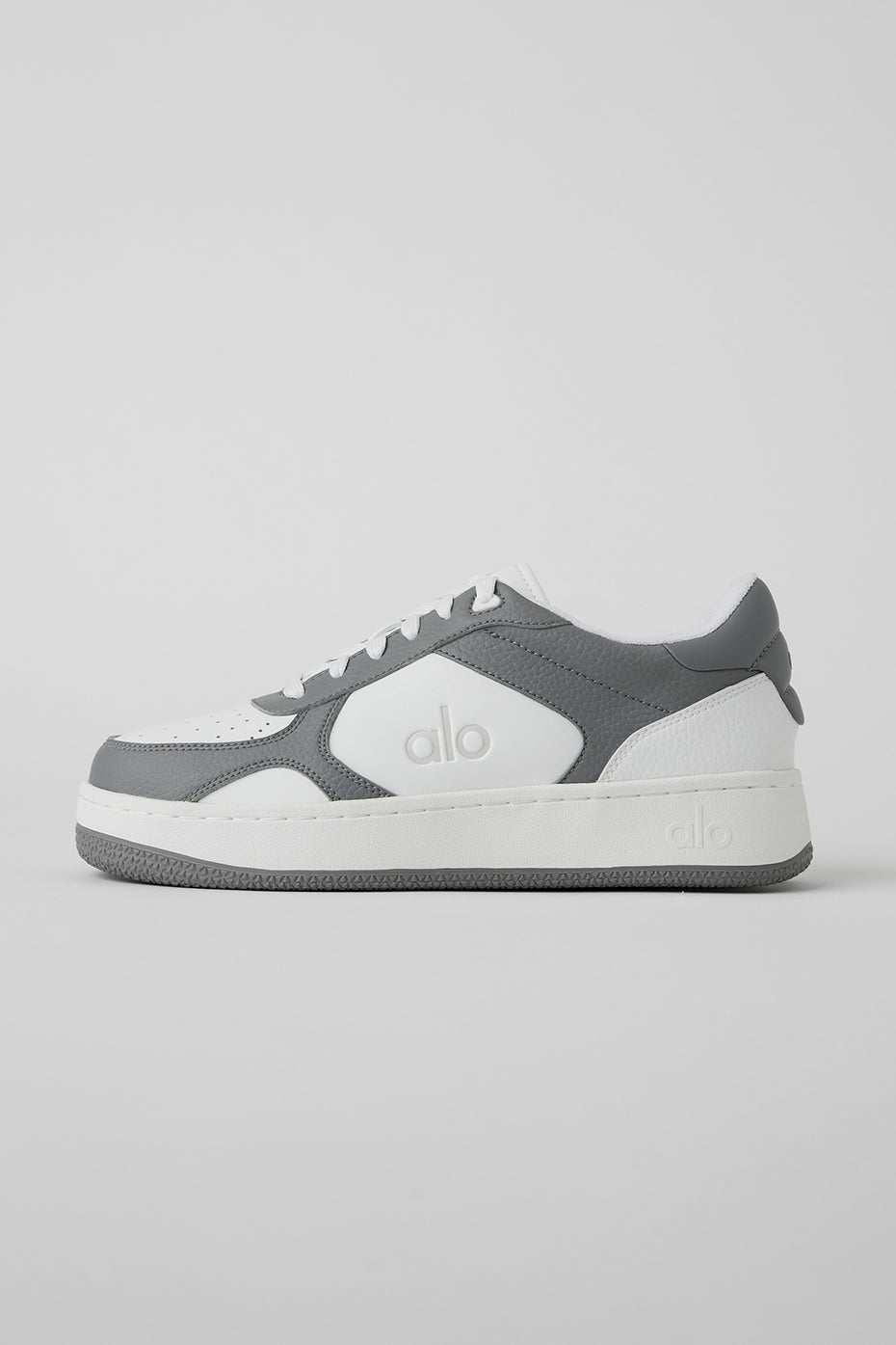Alo Grey & White Low-Top Court Sneakers