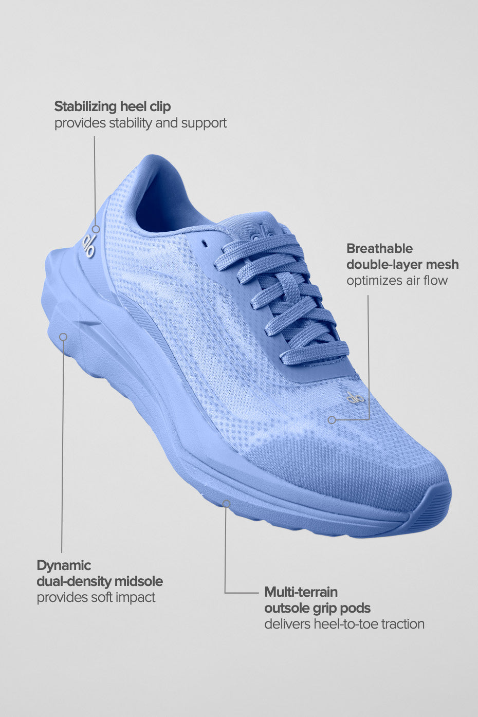 Alo Periwinkle Blue Mesh Lace-Up Sneakers