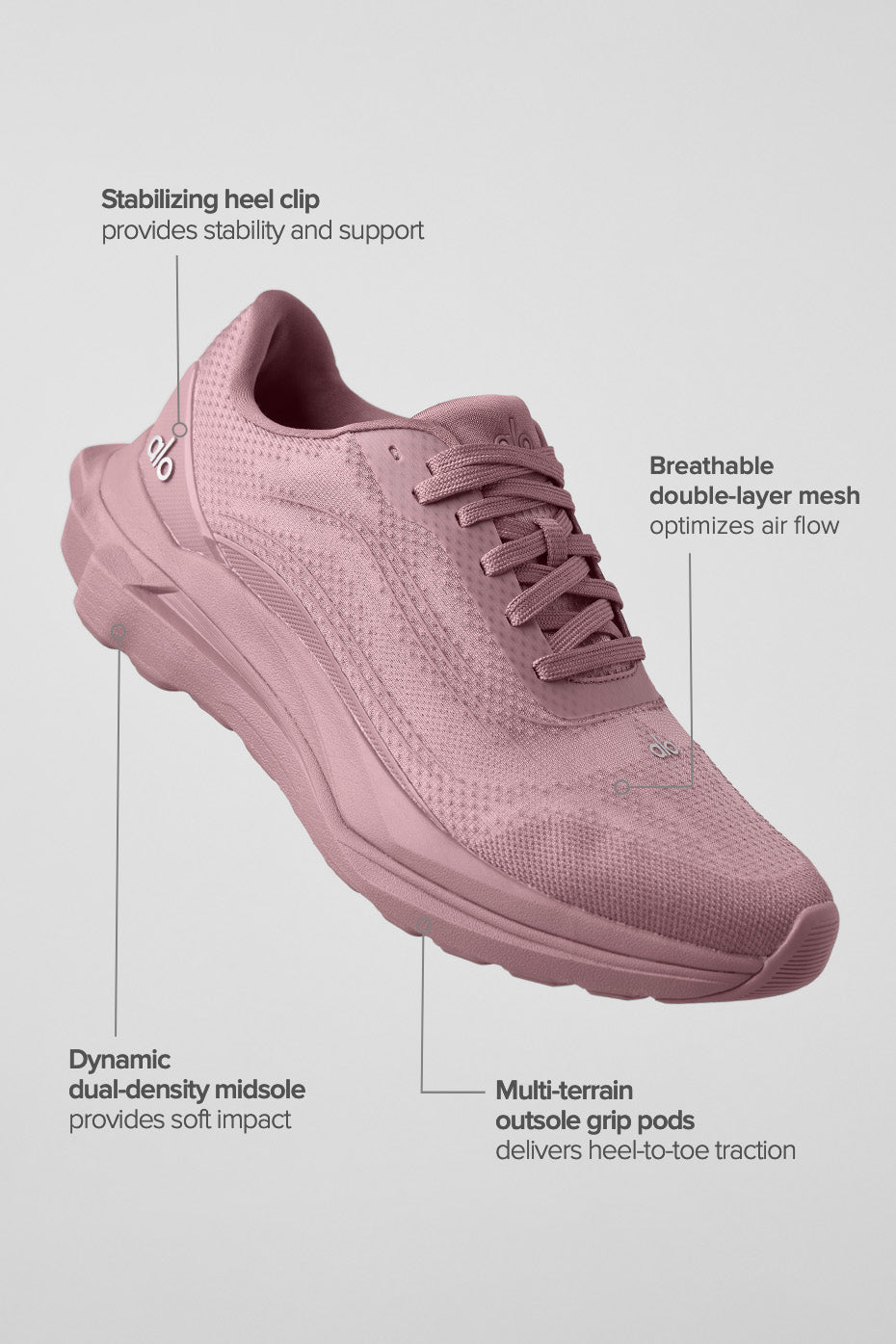 Alo Dusty Rose Mesh Lace-Up Sneakers