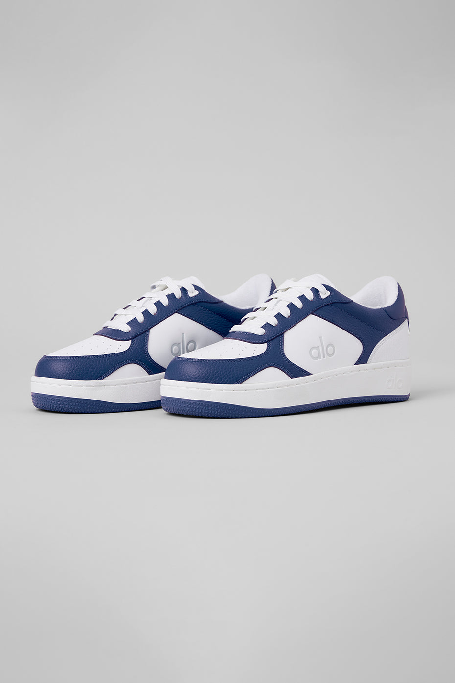 Alo Navy & White Low-Top Court Sneakers