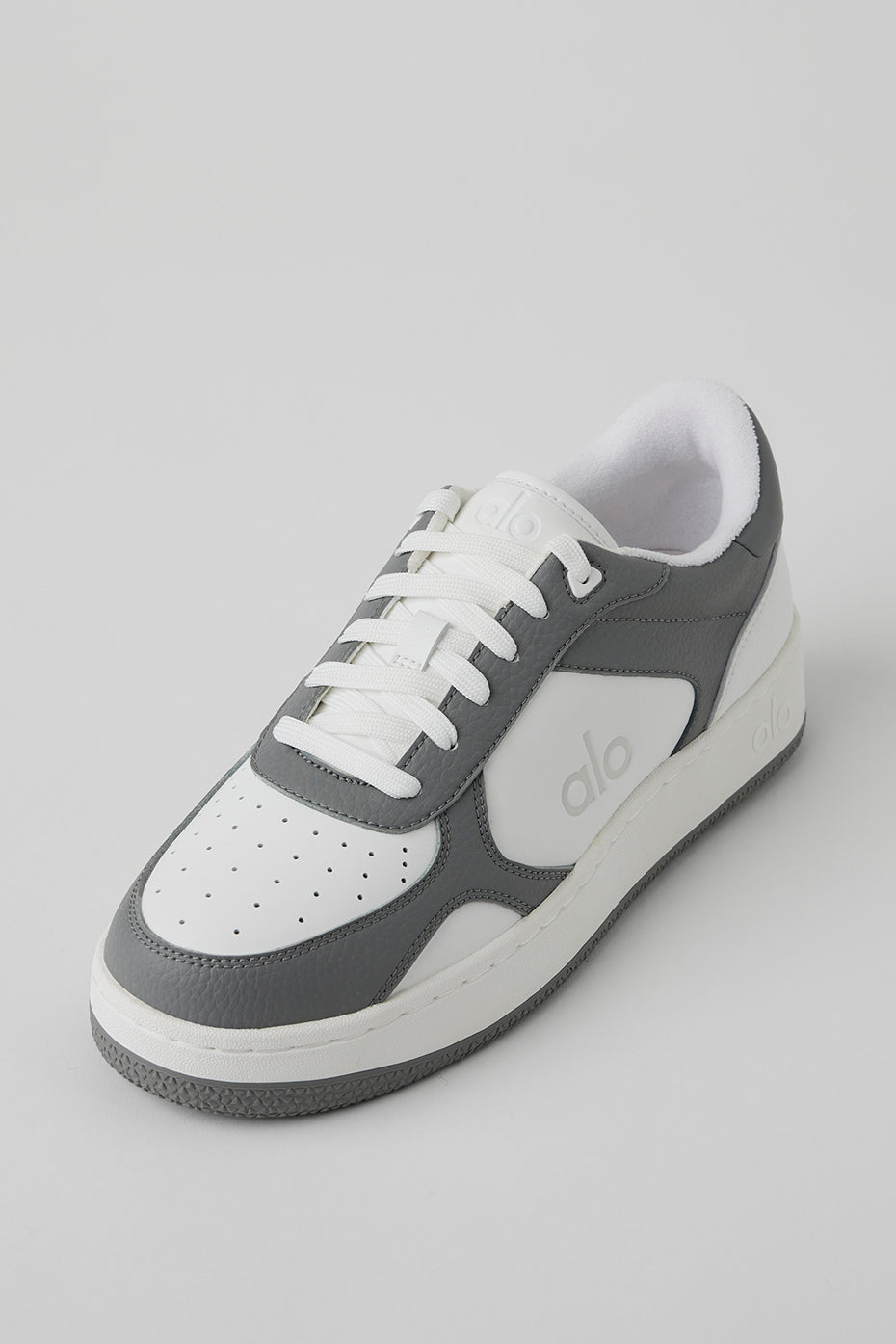 Alo Grey & White Low-Top Court Sneakers