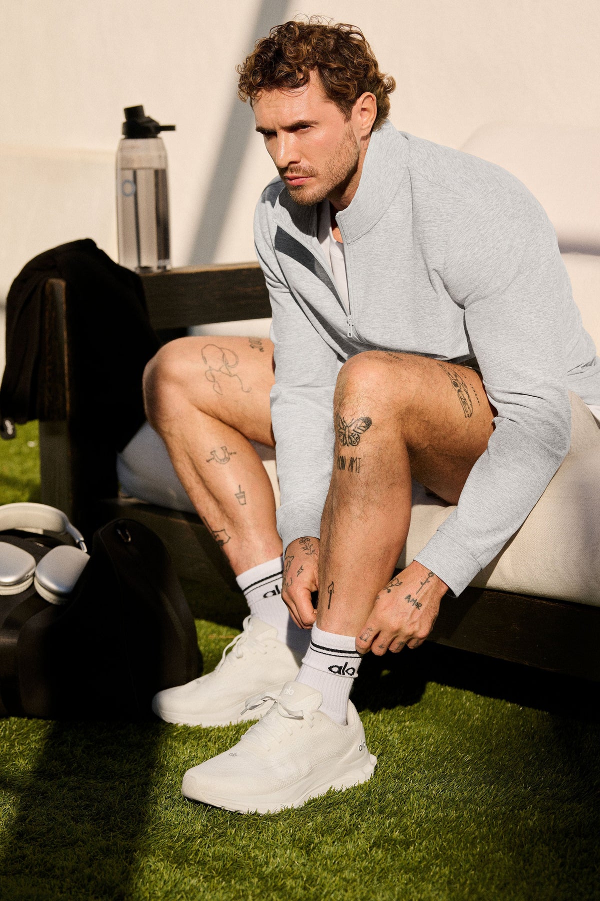 Alo White Mesh Lace-Up Sneakers